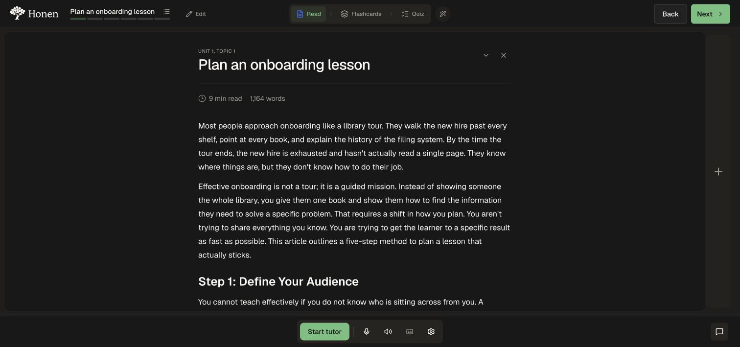 A fictional Northstar lesson with the available activity controls
