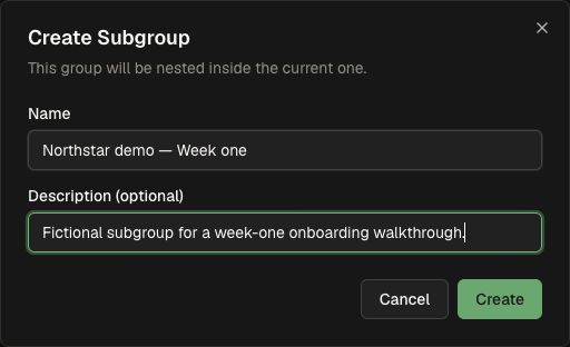 Create a fictional week-one subgroup