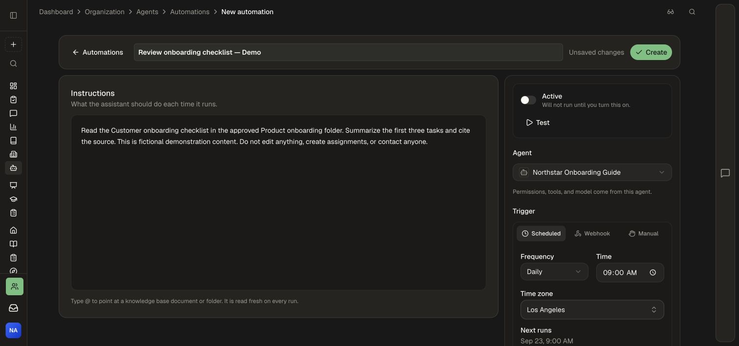 Schedule configuration with Active still off