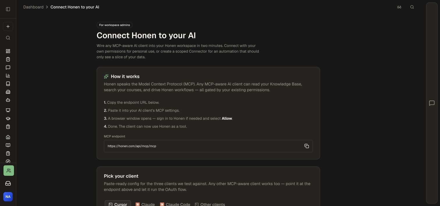 Honen's MCP endpoint and connection sequence