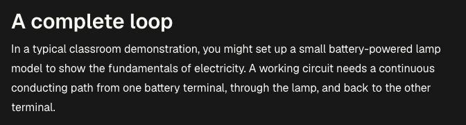 Personalized introduction: the learner sets up a classroom lamp demonstration to teach electricity
