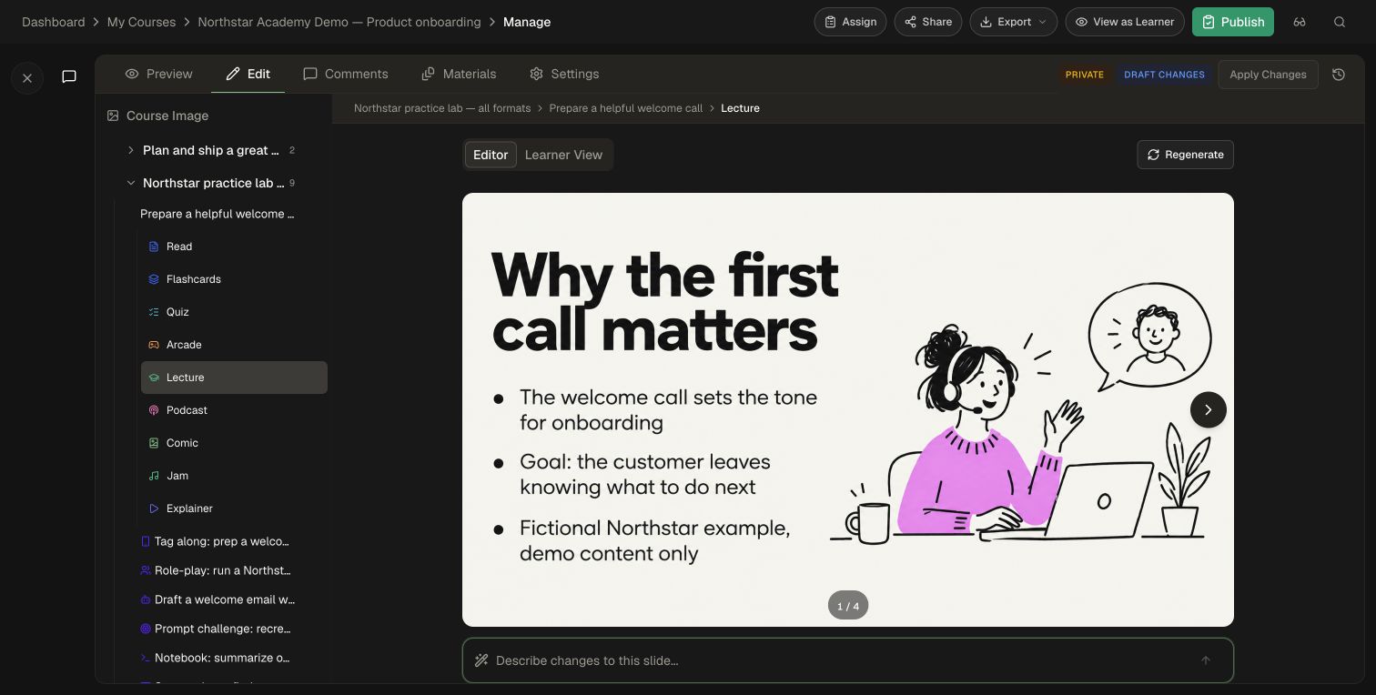 The lecture's illustrated slide preview and image-change prompt