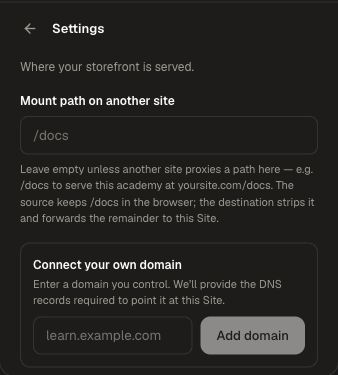 Mount path and custom domain controls