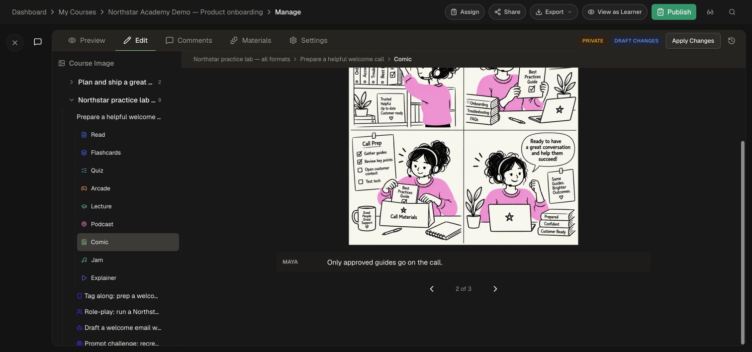 Comic page two with its dialogue and previous/next controls
